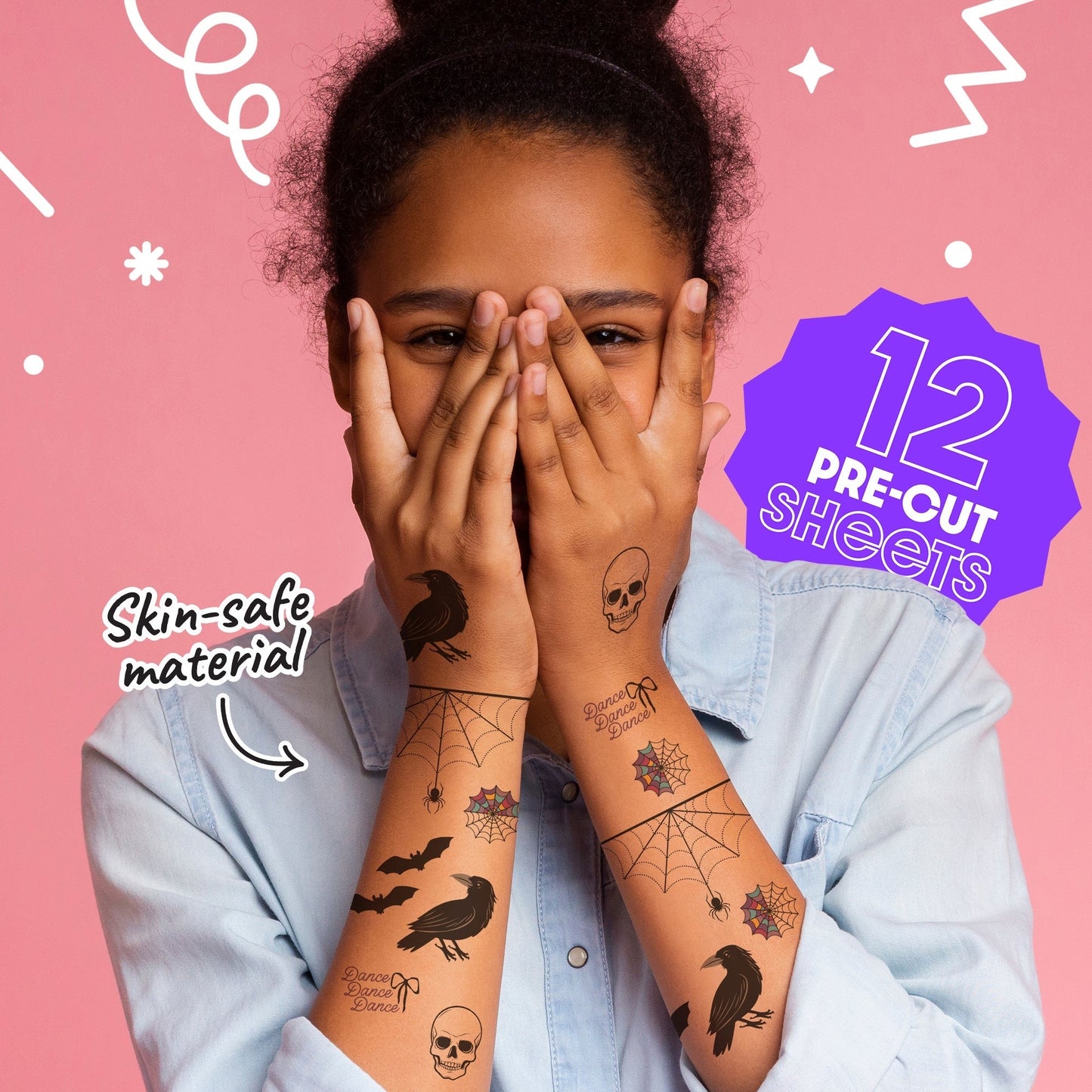 Goth Girl Temporary Tattoos - 72 Ct