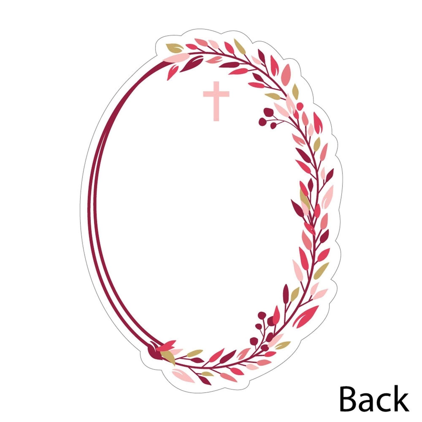 Pink Elegant Cross - Shaped Thank You Cards - Girl Religious Party Thank You Note Cards with Envelopes - Set of 12