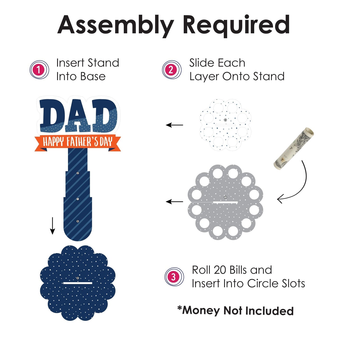 Happy Father's Day - DIY We Love Dad Party Money Holder Gift - Cash Cake