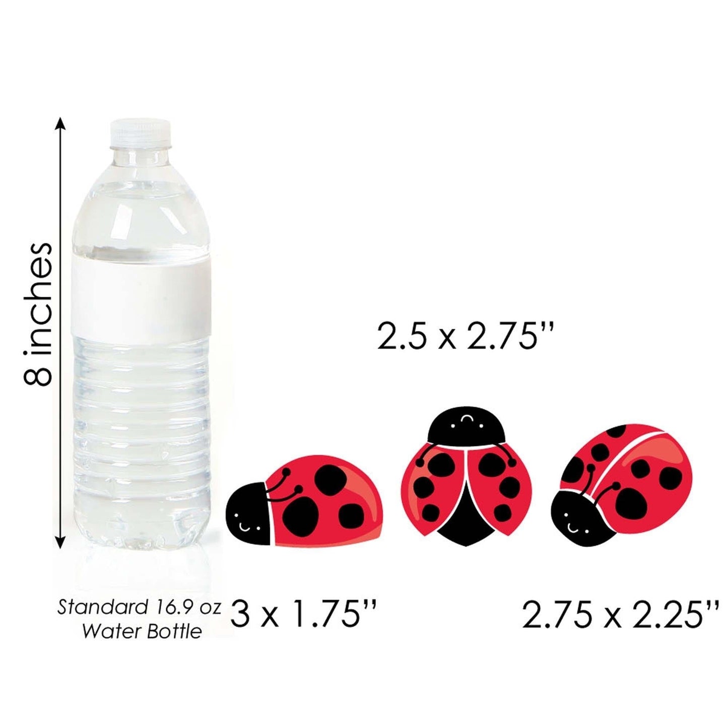 Happy Little Ladybug - Dessert Cupcake Toppers - Baby Shower or Birthday Party Clear Treat Picks - Set of 24
