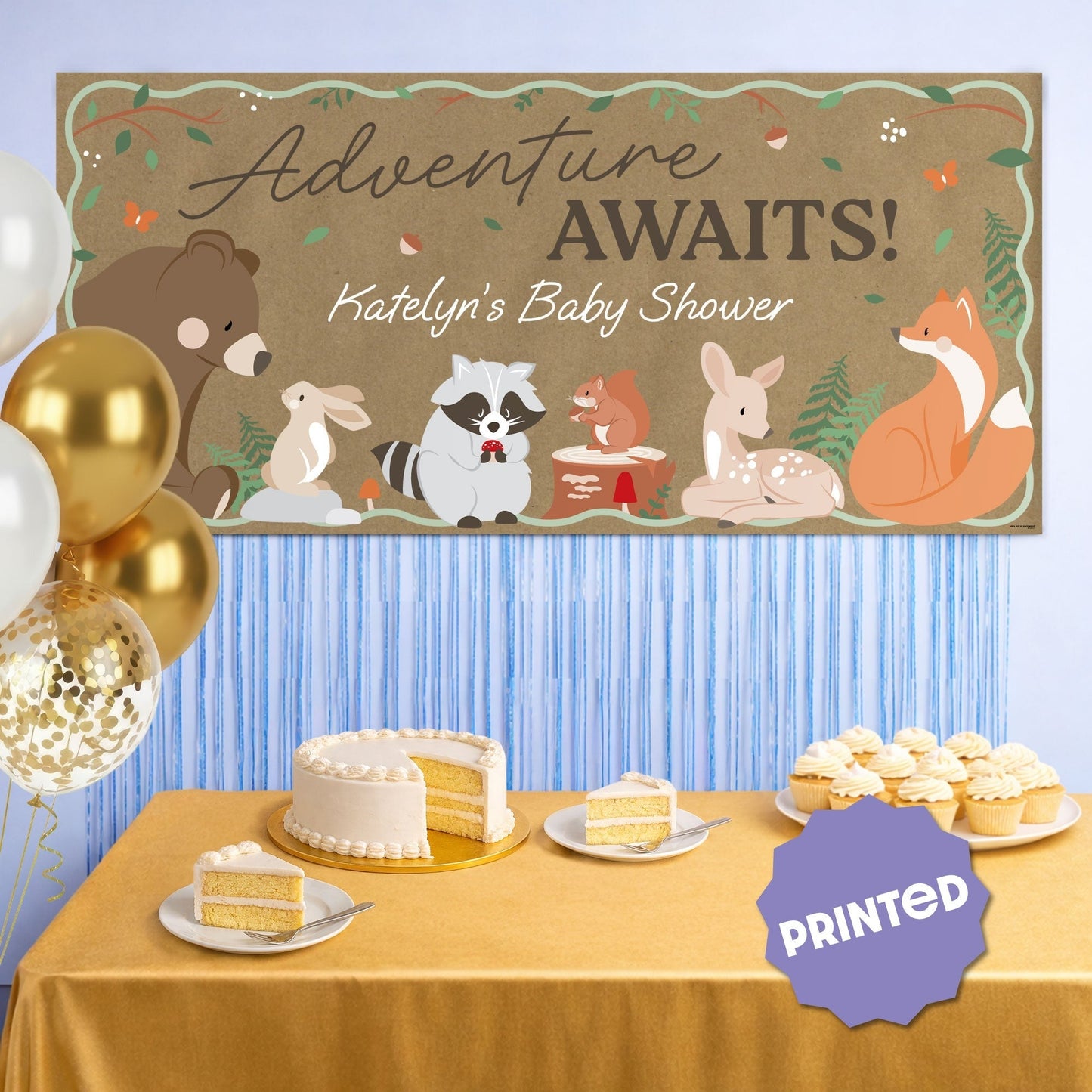 Custom Text Woodland Animals Kraft Banner