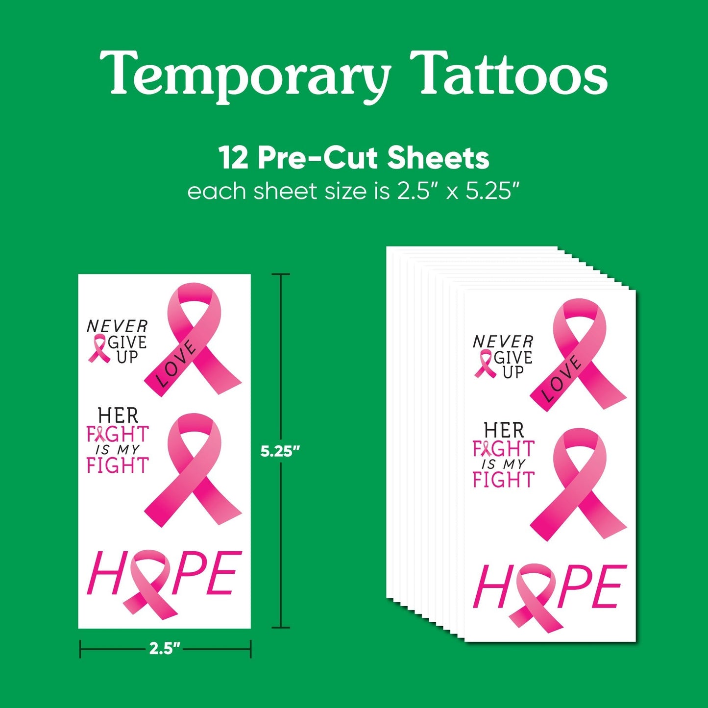 Breast Cancer Awareness Temporary Tattoos - 60 Ct