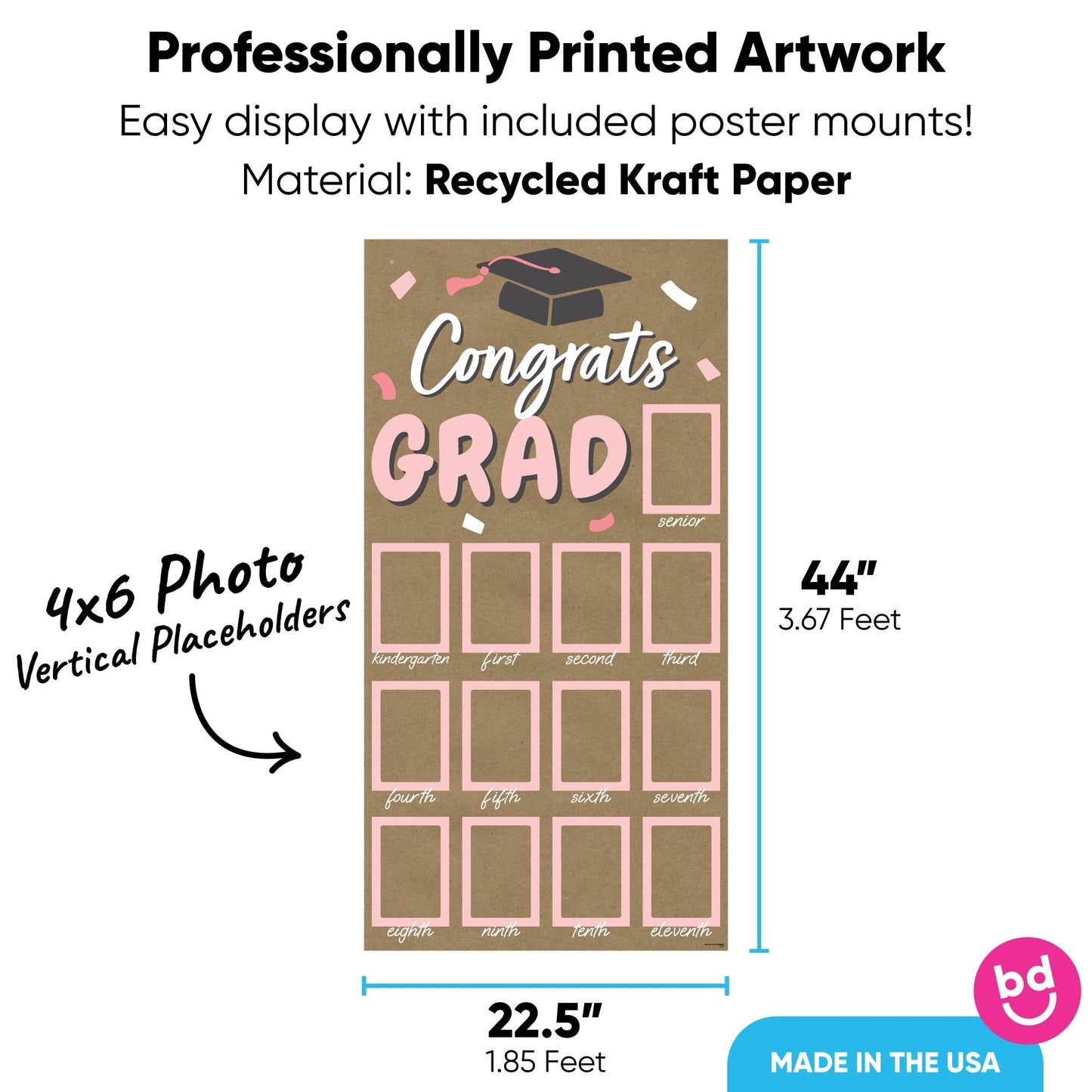 Pink Grad Kraft Photo Banner
