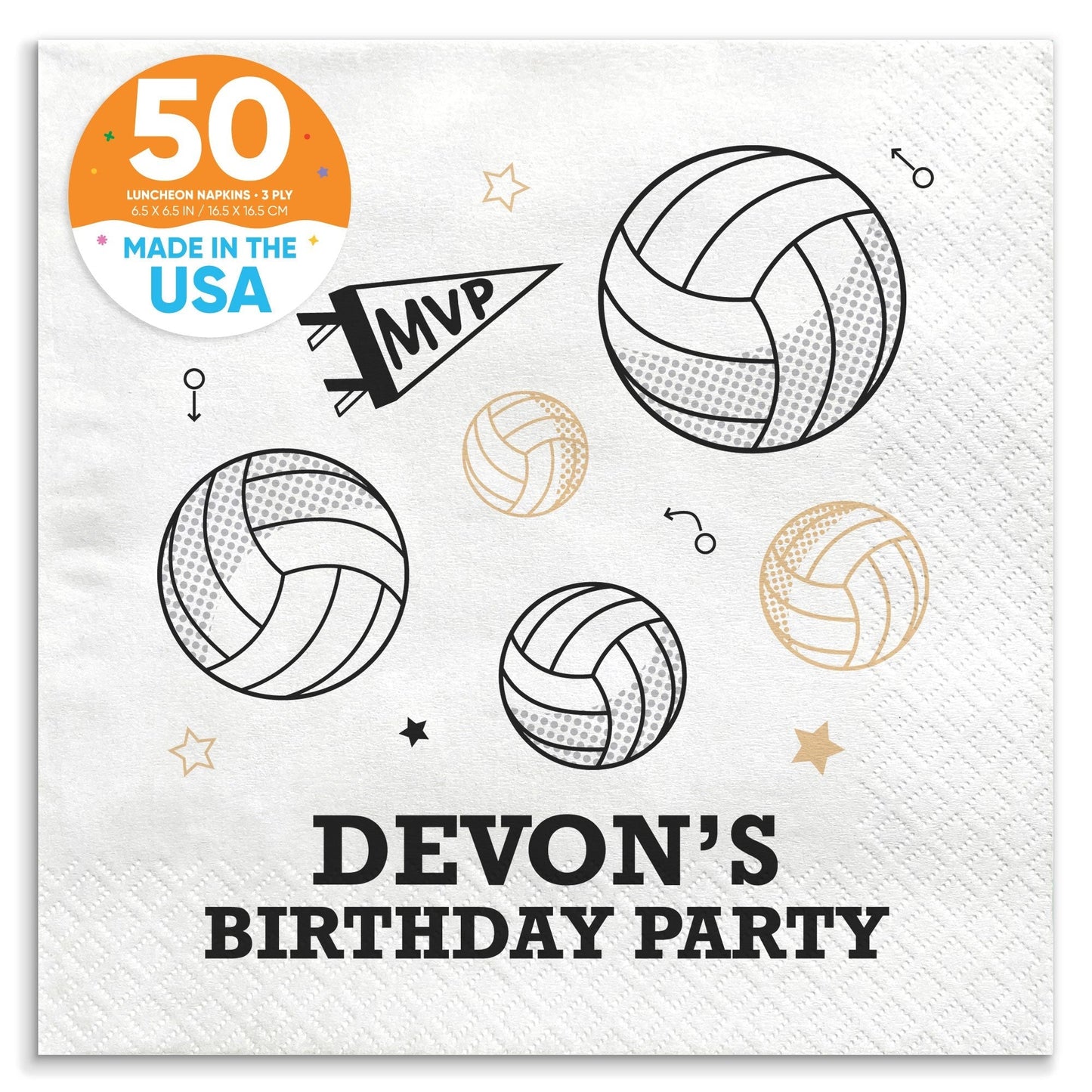 Custom Text Napkins - Volleyball