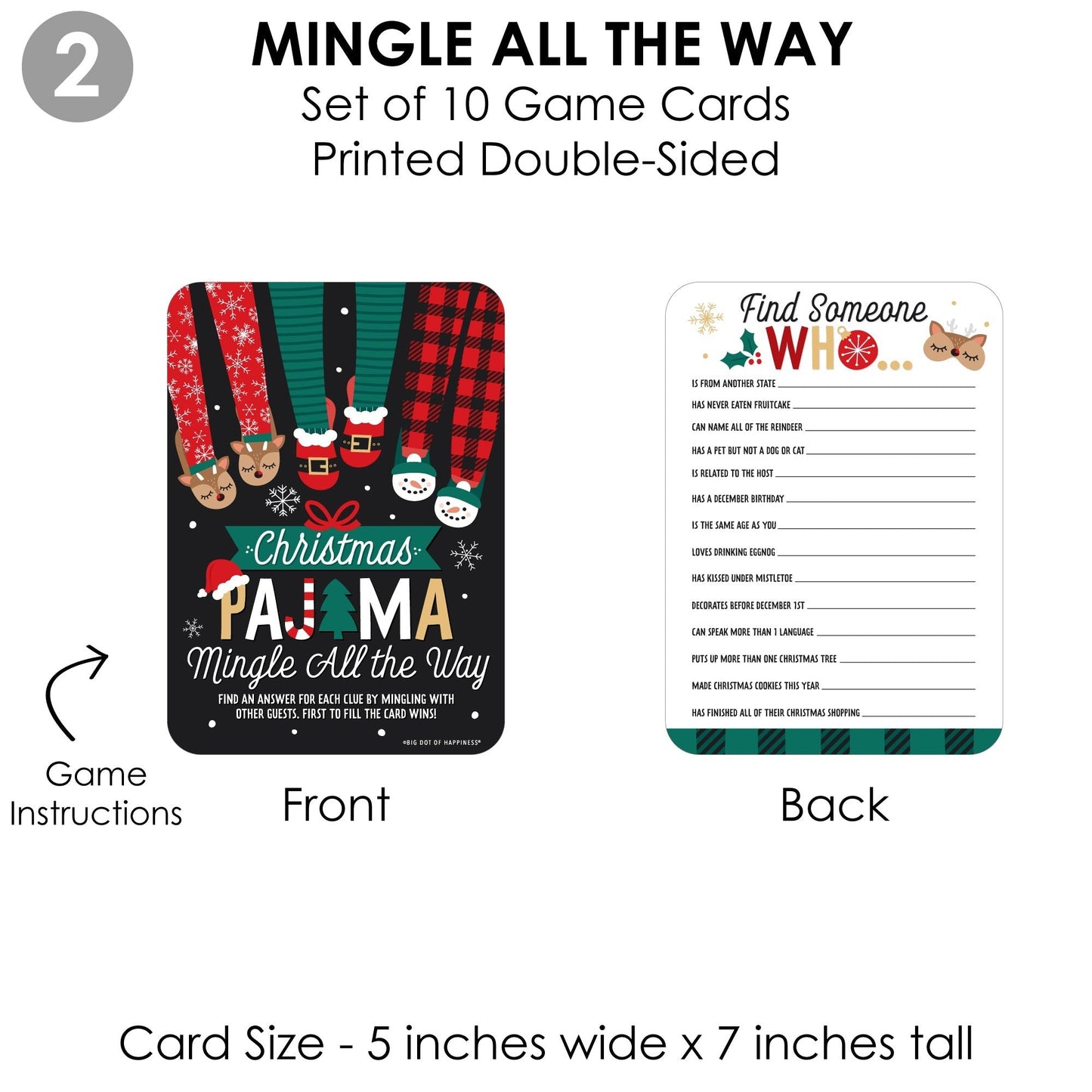 Christmas Pajamas - 4 Holiday Plaid PJ Party Games - 10 Cards Each - Gamerific Bundle