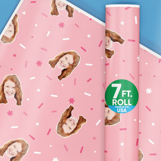 Custom Pink Wrapping Paper Fun Face