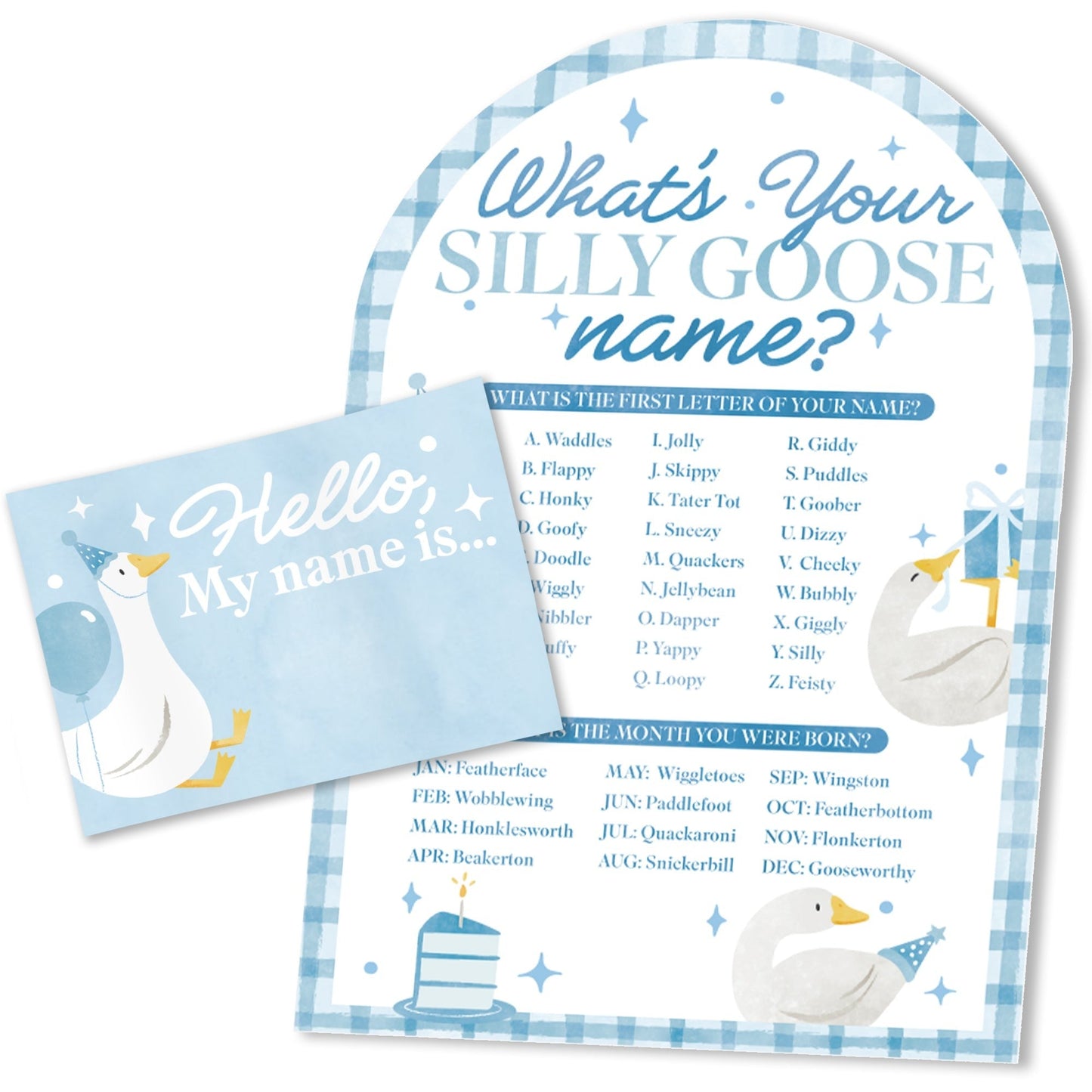 One Silly Goose Blue What's Your Name Party Game