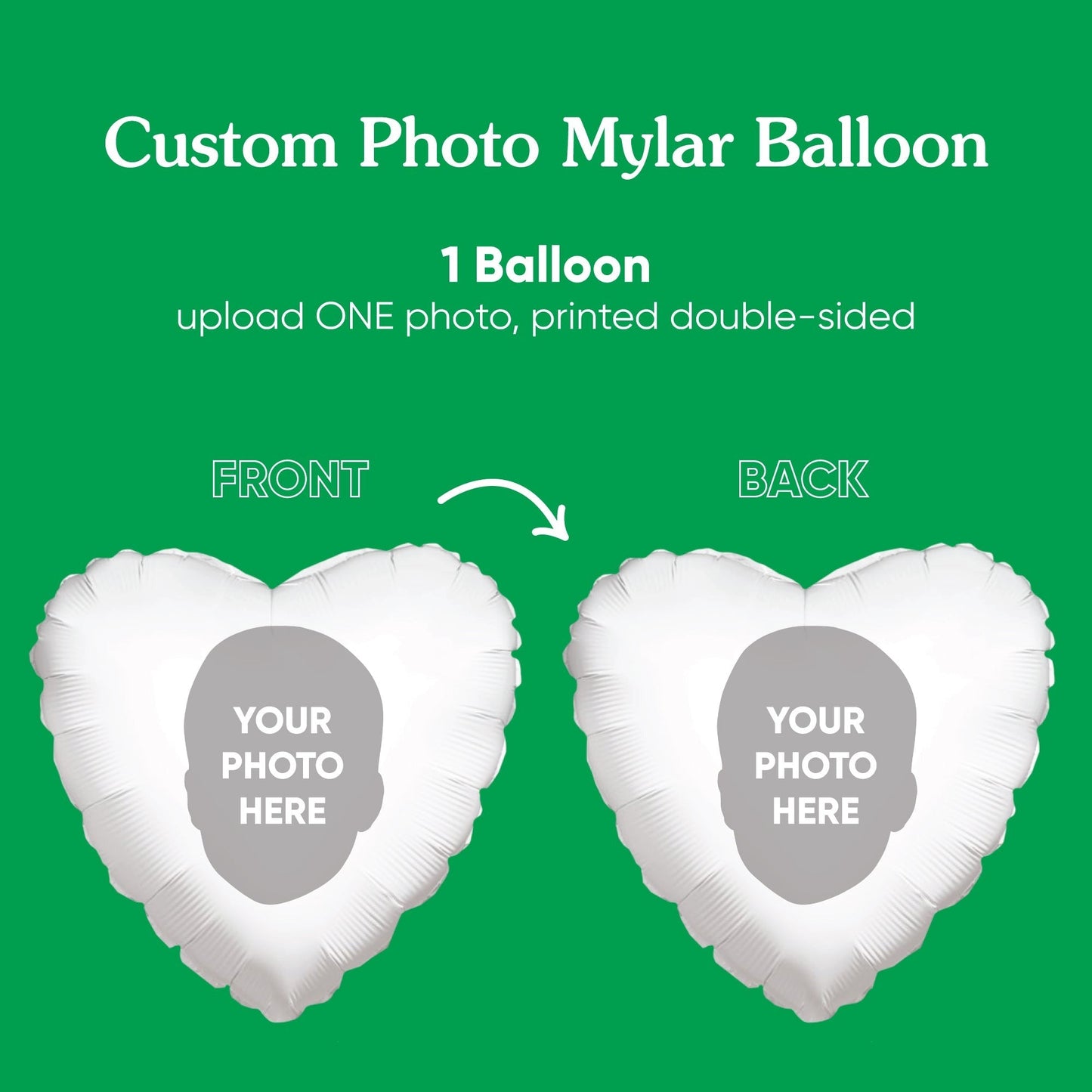 Personalized Fun Face Heart Balloon – Double Sided – 1 Ct