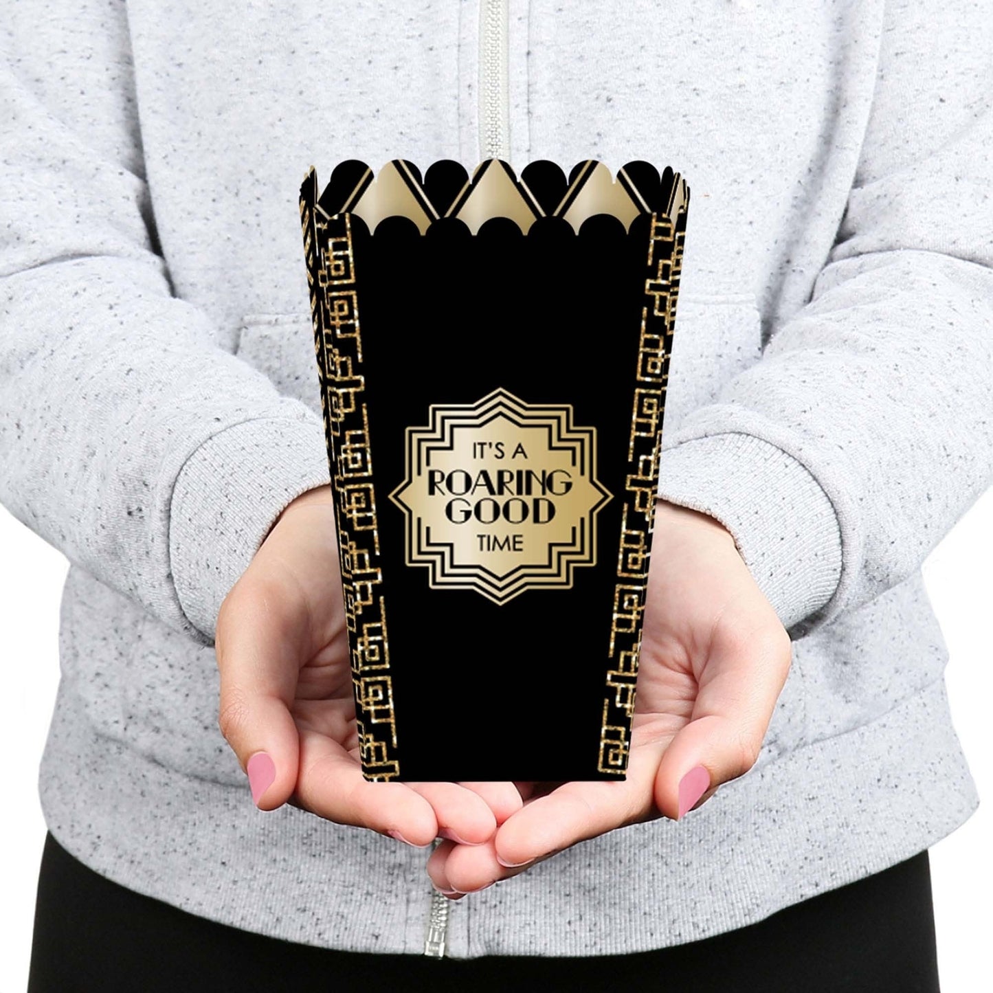 Roaring 20's - 1920s Art Deco Jazz Party Favor Popcorn Treat Boxes - Set of 12