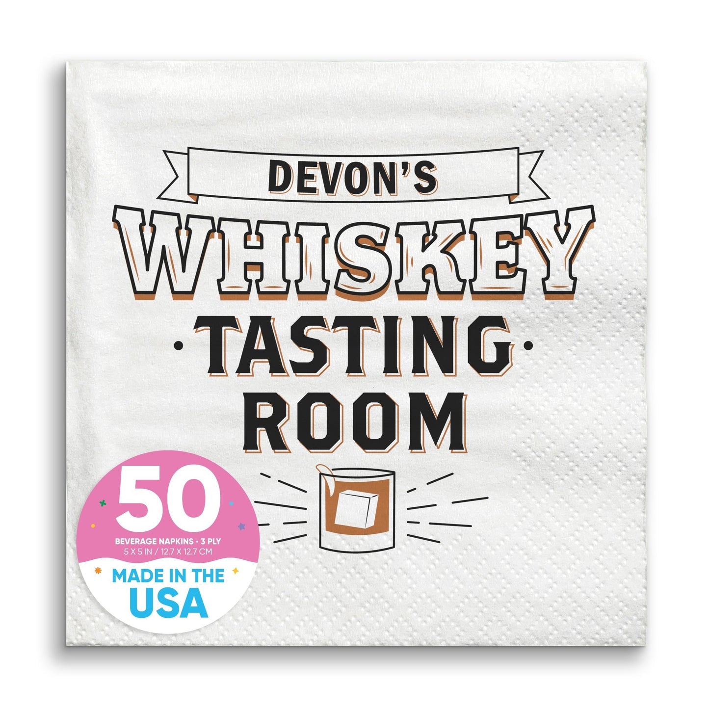 Custom Text - Whiskey Tasting Room Napkins - 50 Ct