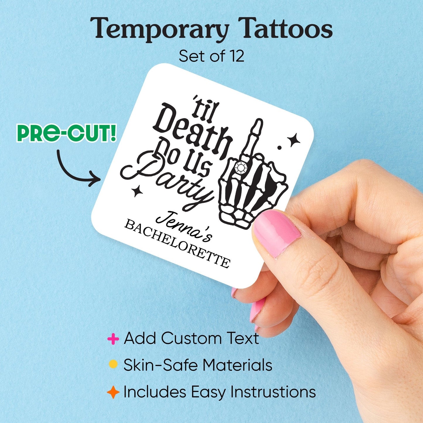 Custom Text Tattoo - Til Death Do Us Party - 12 Ct