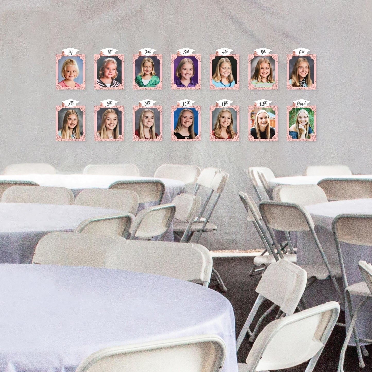 Rose Gold Grad - 8 x 10 inches K-12 School Photo Holder - DIY Graduation Party Decor - Picturific Display
