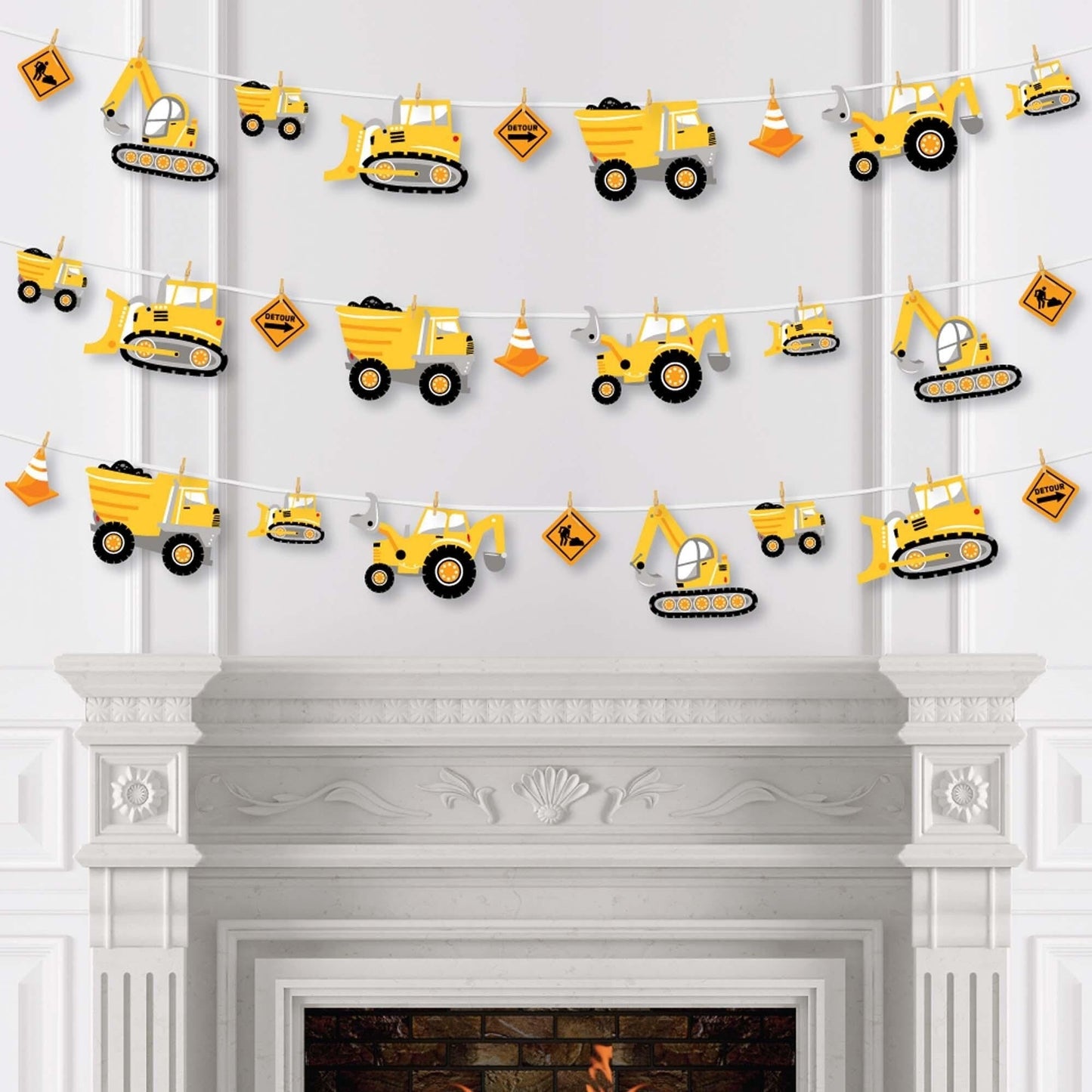 Dig It - Construction Party Zone - Baby Shower or Birthday Party DIY Decorations - Clothespin Garland Banner - 44 Pieces