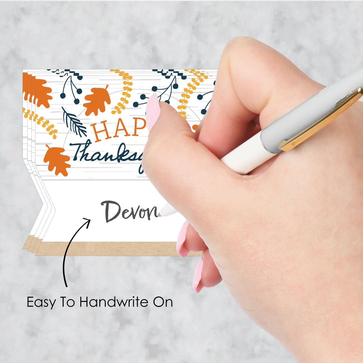Happy Thanksgiving - Fall Harvest Party Tent Buffet Card - Table Setting Name Place Cards - Set of 24