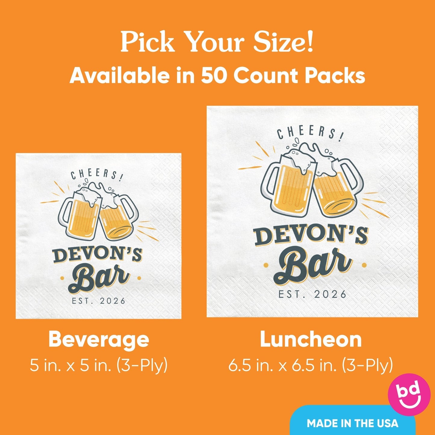 Custom Text - Cheers & Beers Napkins - 50 Ct
