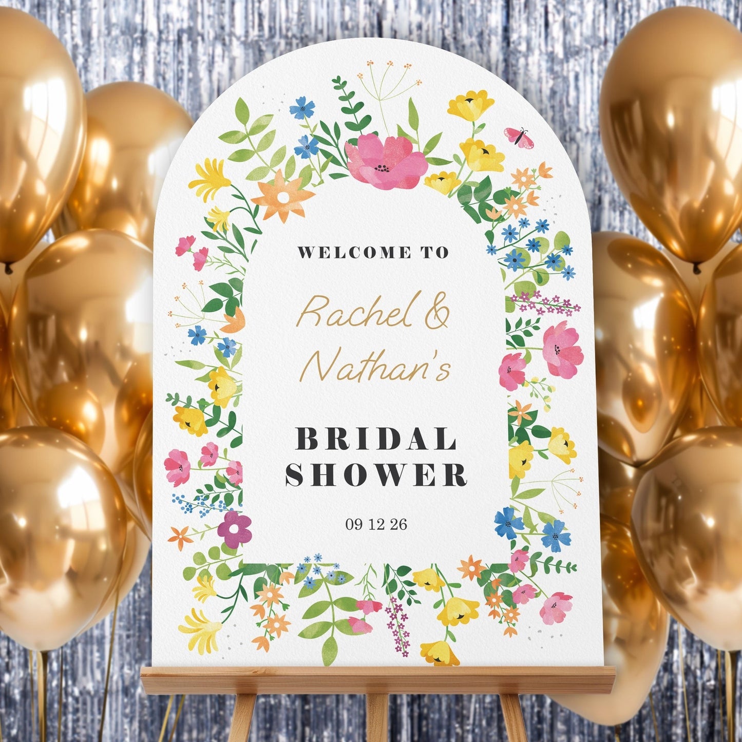 Personalized Text Wildflowers Bridal Shower Welcome Sign (Select Your Size)