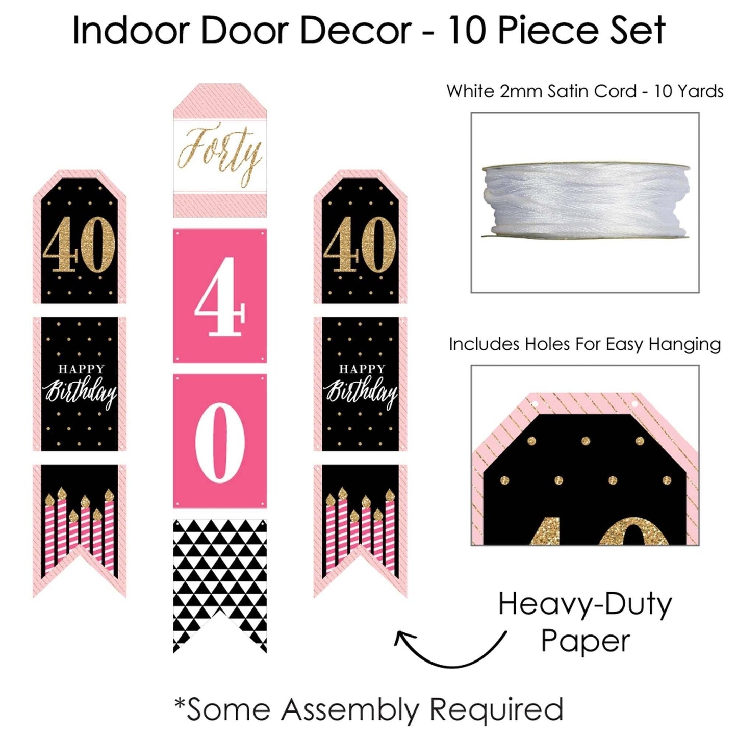 Chic 40th Birthday Indoor Door Decor