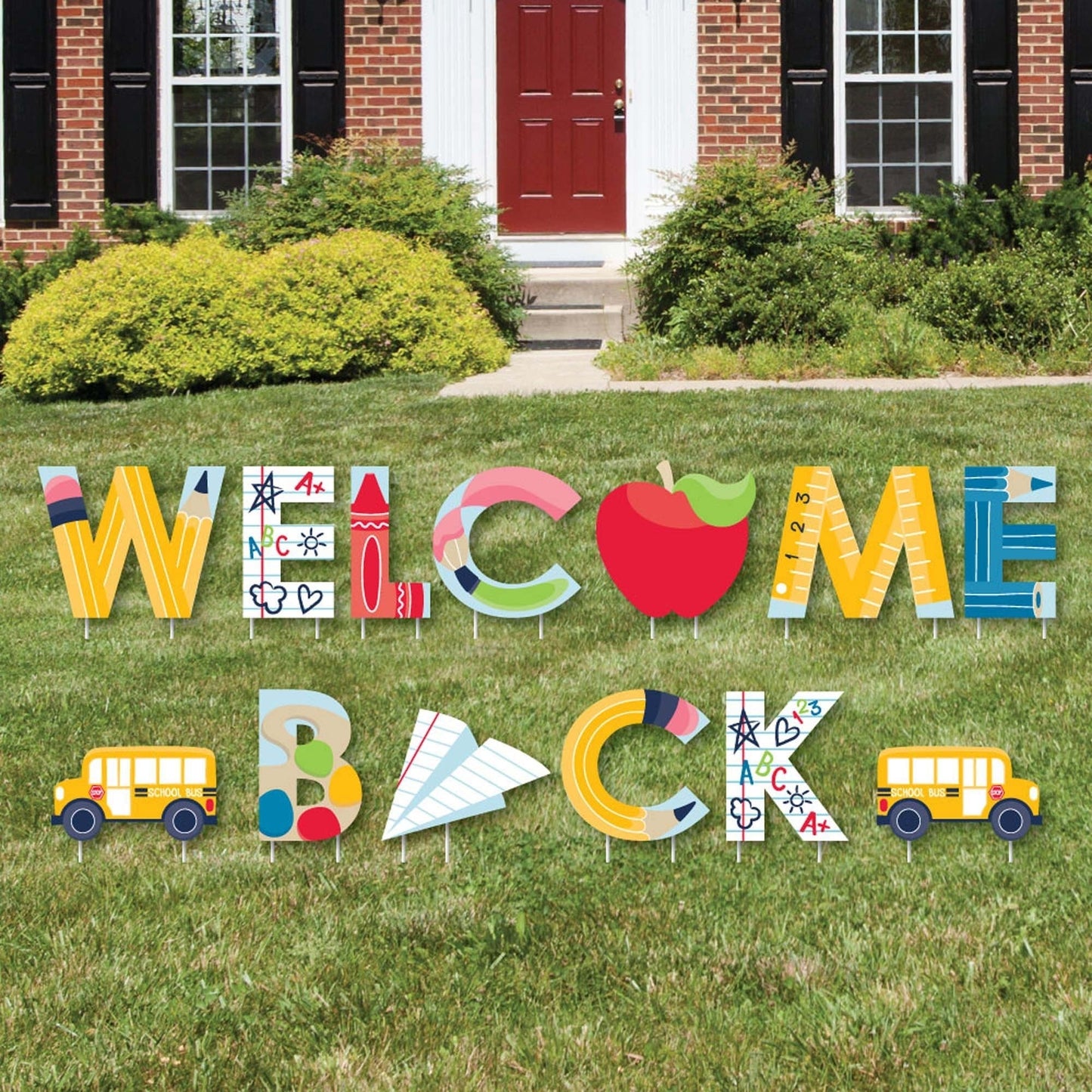 Back to School - Yard Sign Outdoor Lawn Decorations - First Day of School Classroom Yard Signs - Welcome Back