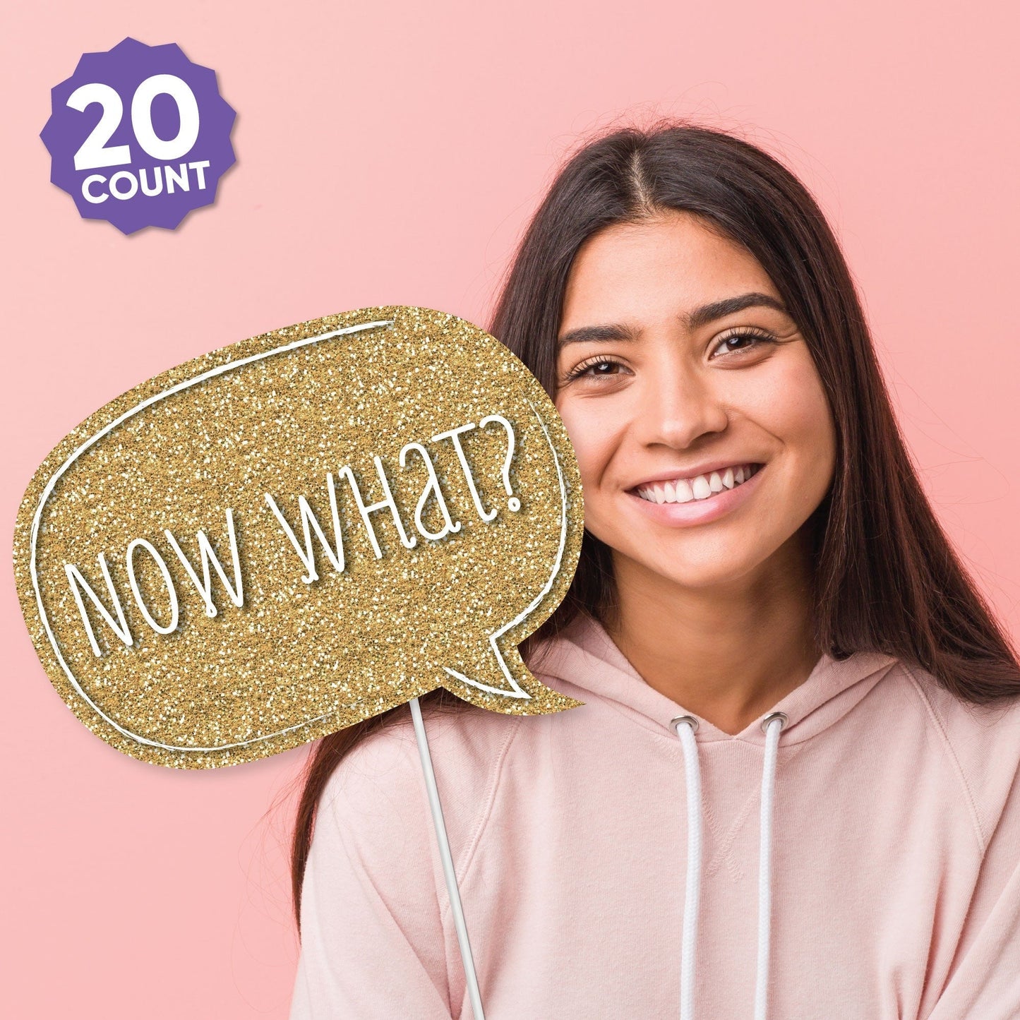 Graduation Party - Gold - 2026 Graduation Party Photo Booth Props Kit - 20 Count
