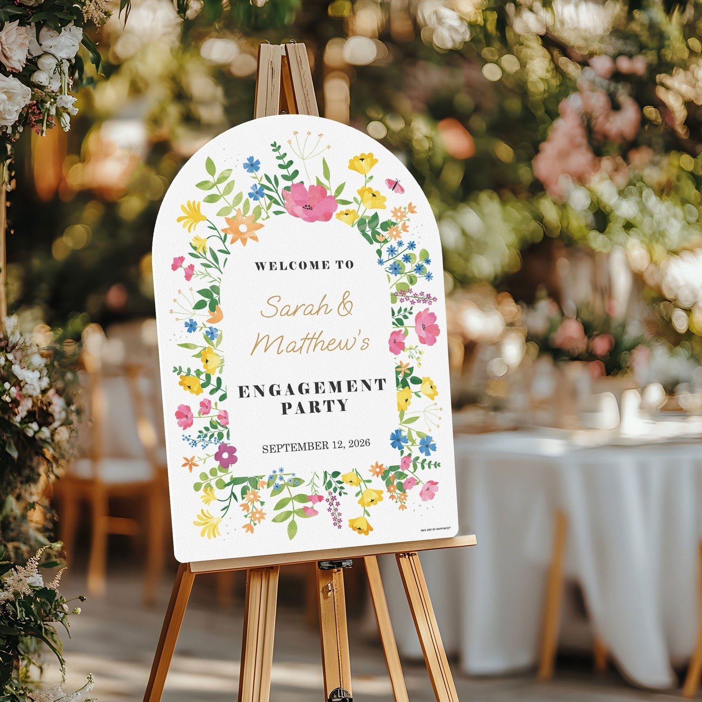 Personalized Text Wildflowers Bridal Shower Welcome Sign (Select Your Size)