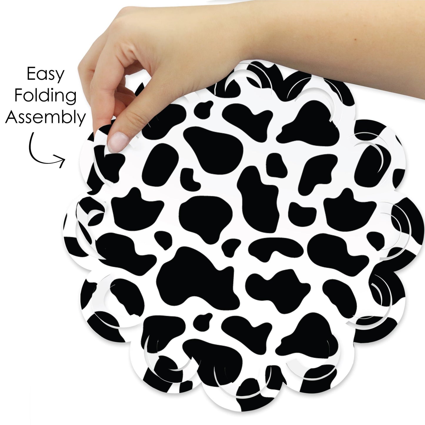 Cow Print - Farm Animal Party Round Table Decorations - Paper Chargers - Place Setting For 12