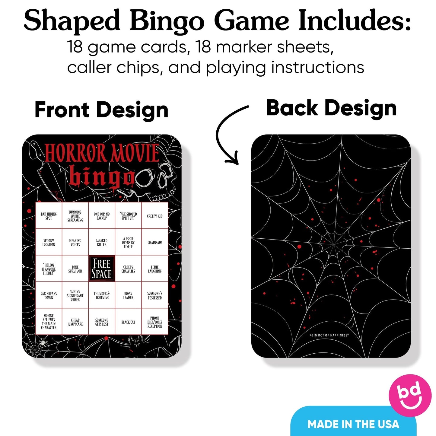 Horror Movie Halloween Bingo Game - 18 Ct
