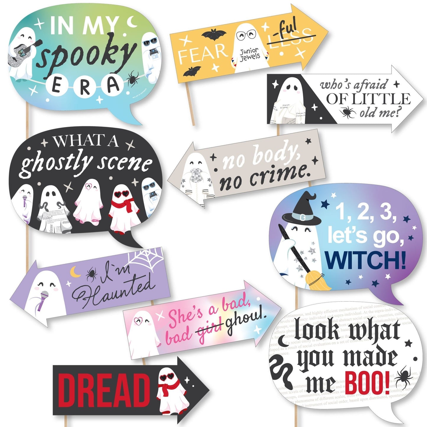 Funny In My Spooky Era - Ghost Concert Halloween Party Photo Booth Props Kit - 10 Piece