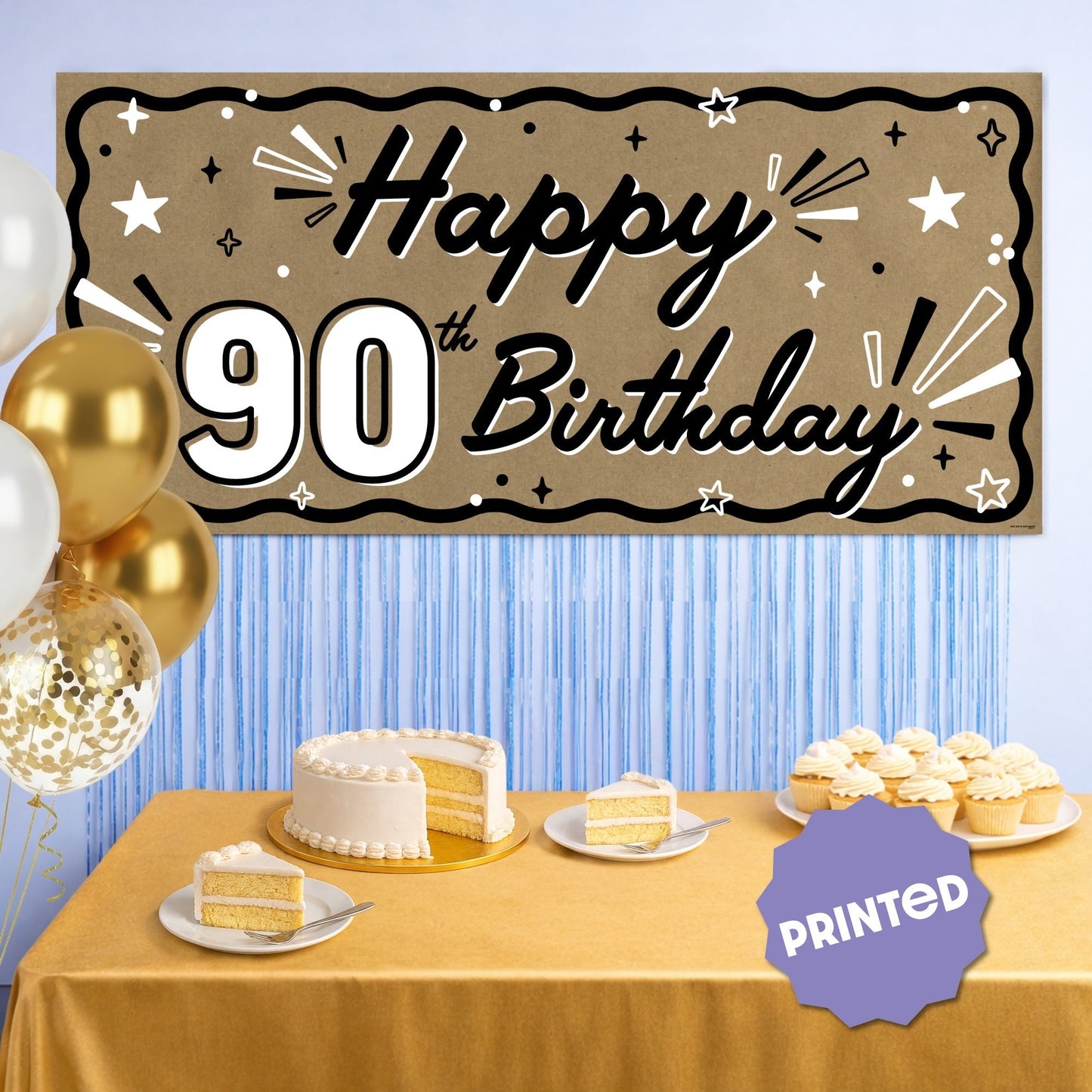 90th Birthday Kraft Banner