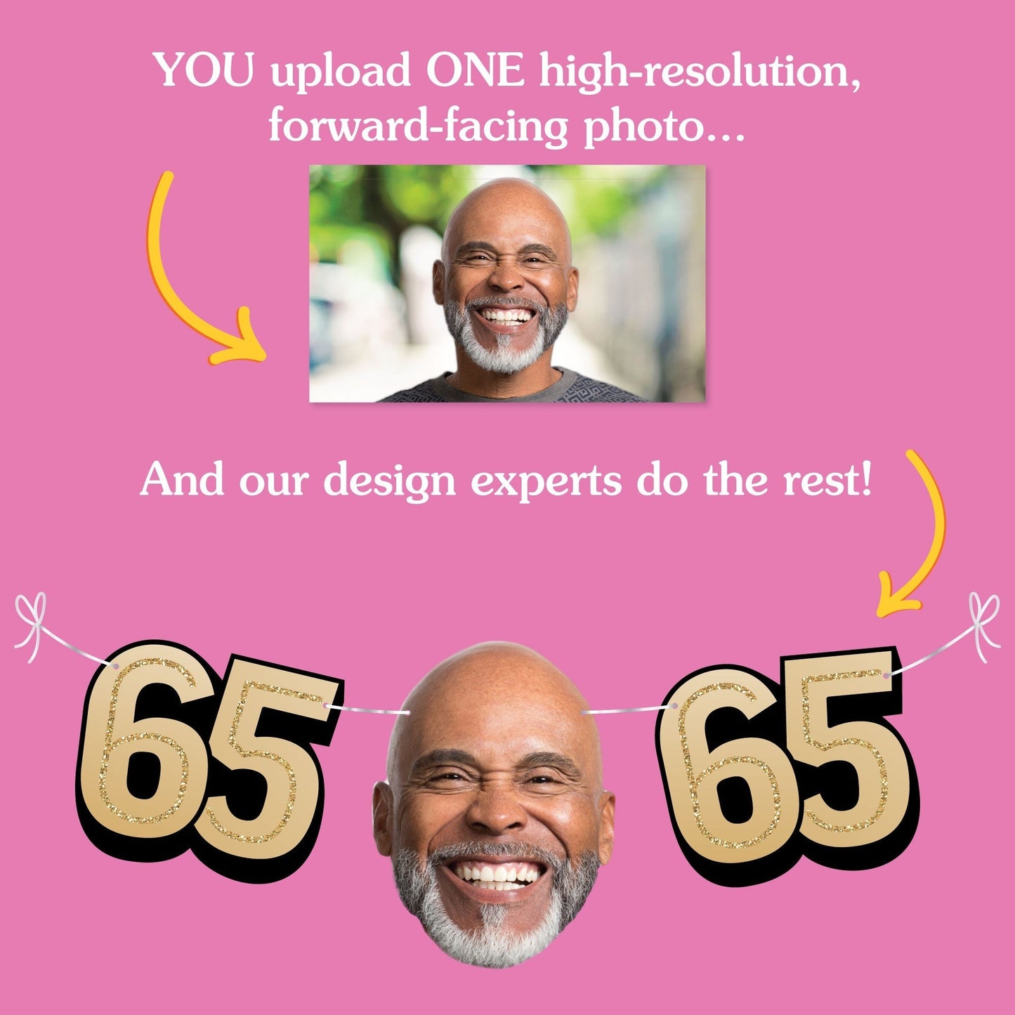 Custom Face 65th Birthday Garland Banner