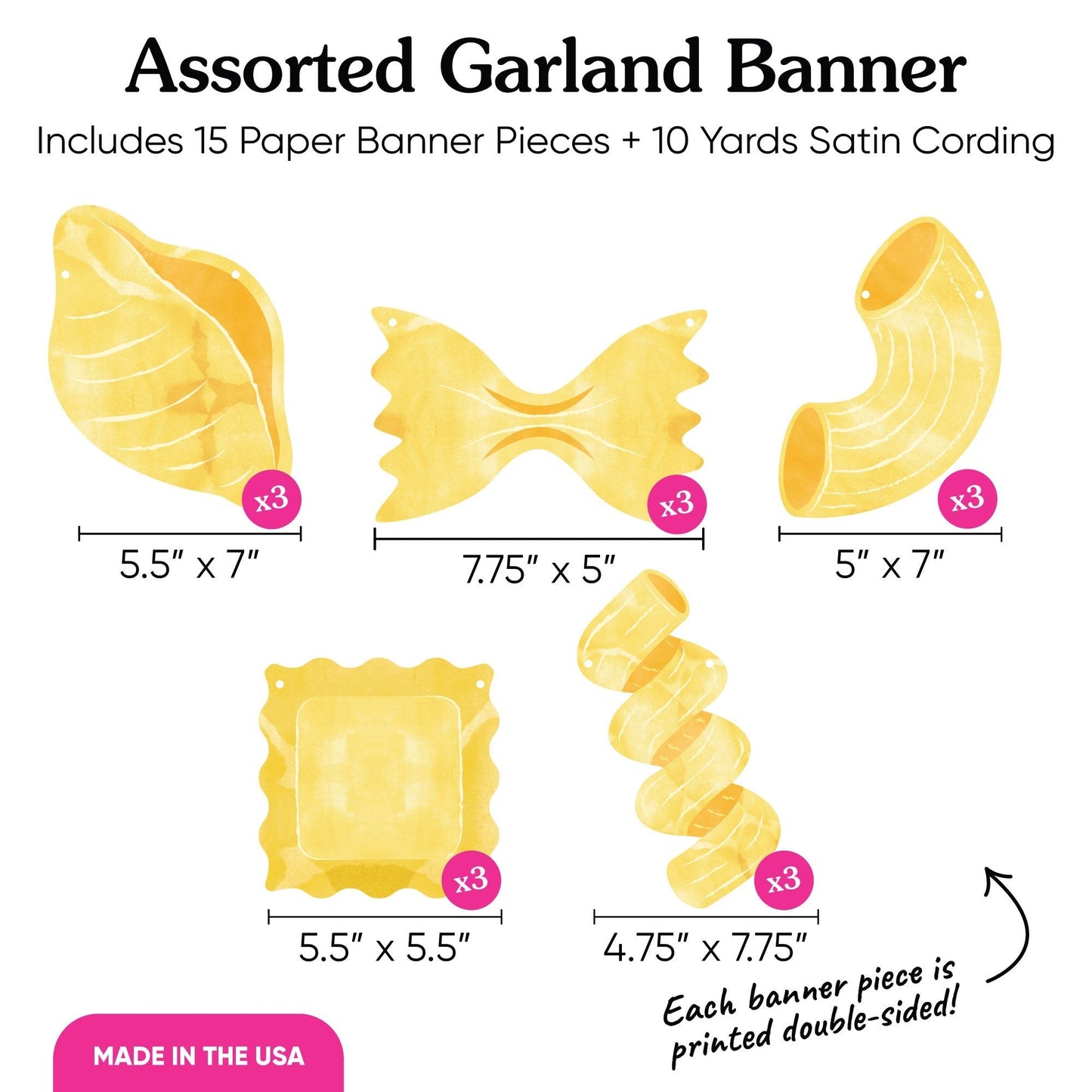 Pasta Garland Banner - 15 Pc