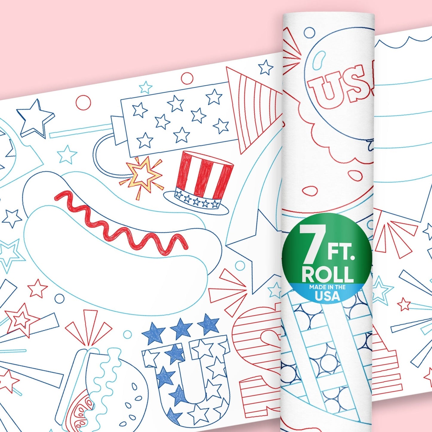 4th of July - Coloring Table Runner - 7'