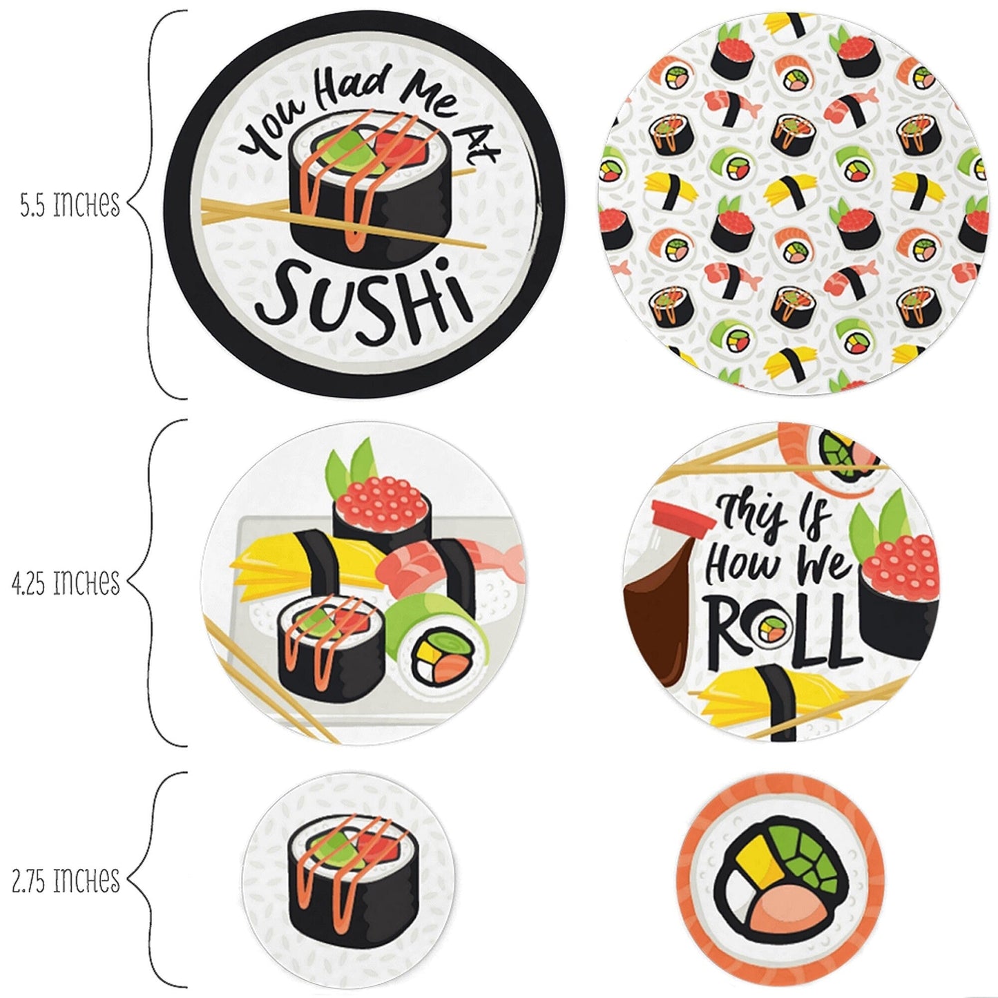 Let's Roll - Sushi - Japanese Party Giant Circle Confetti - Party Decorations - Large Confetti 27 Count
