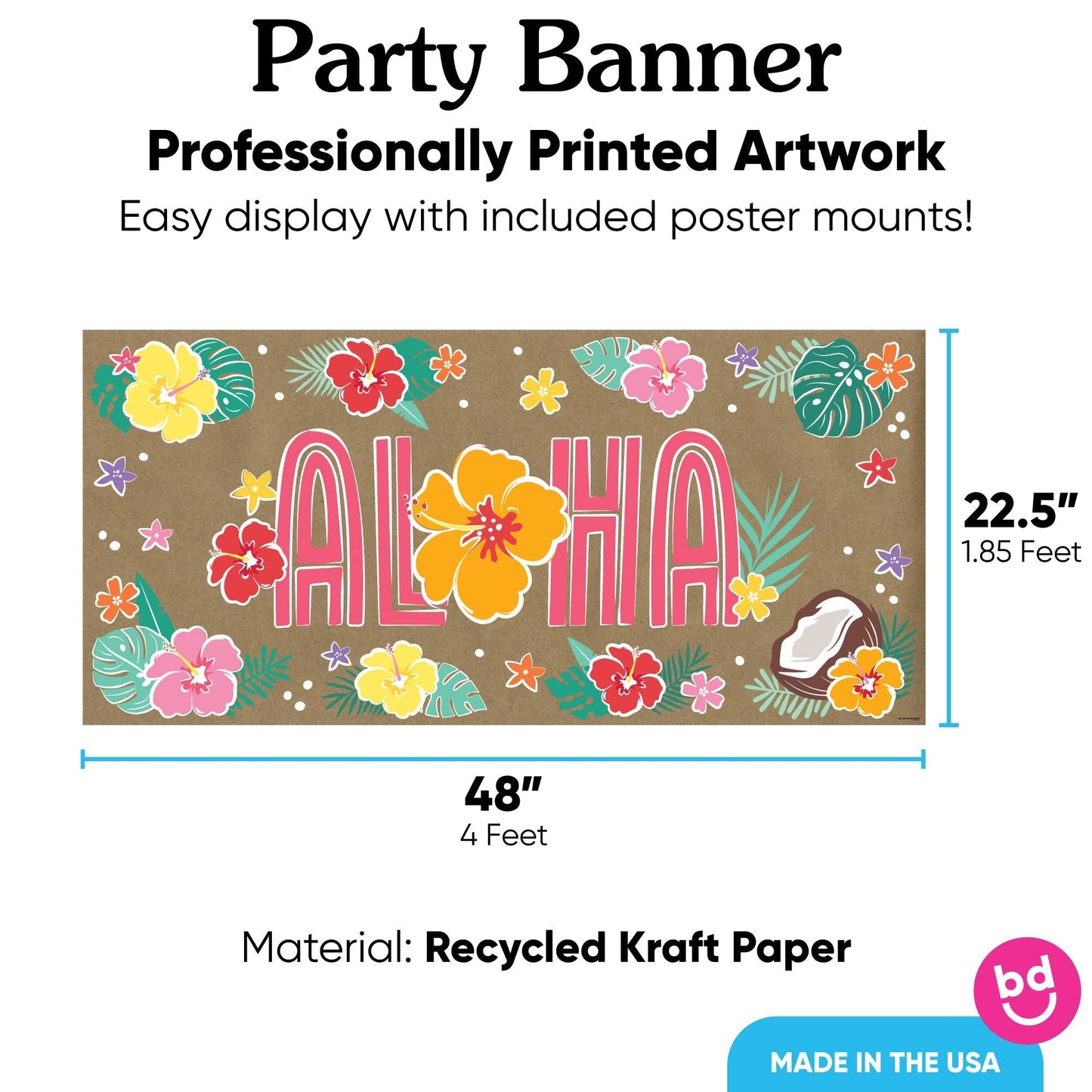 Hawaiian Luau Aloha Kraft Banner