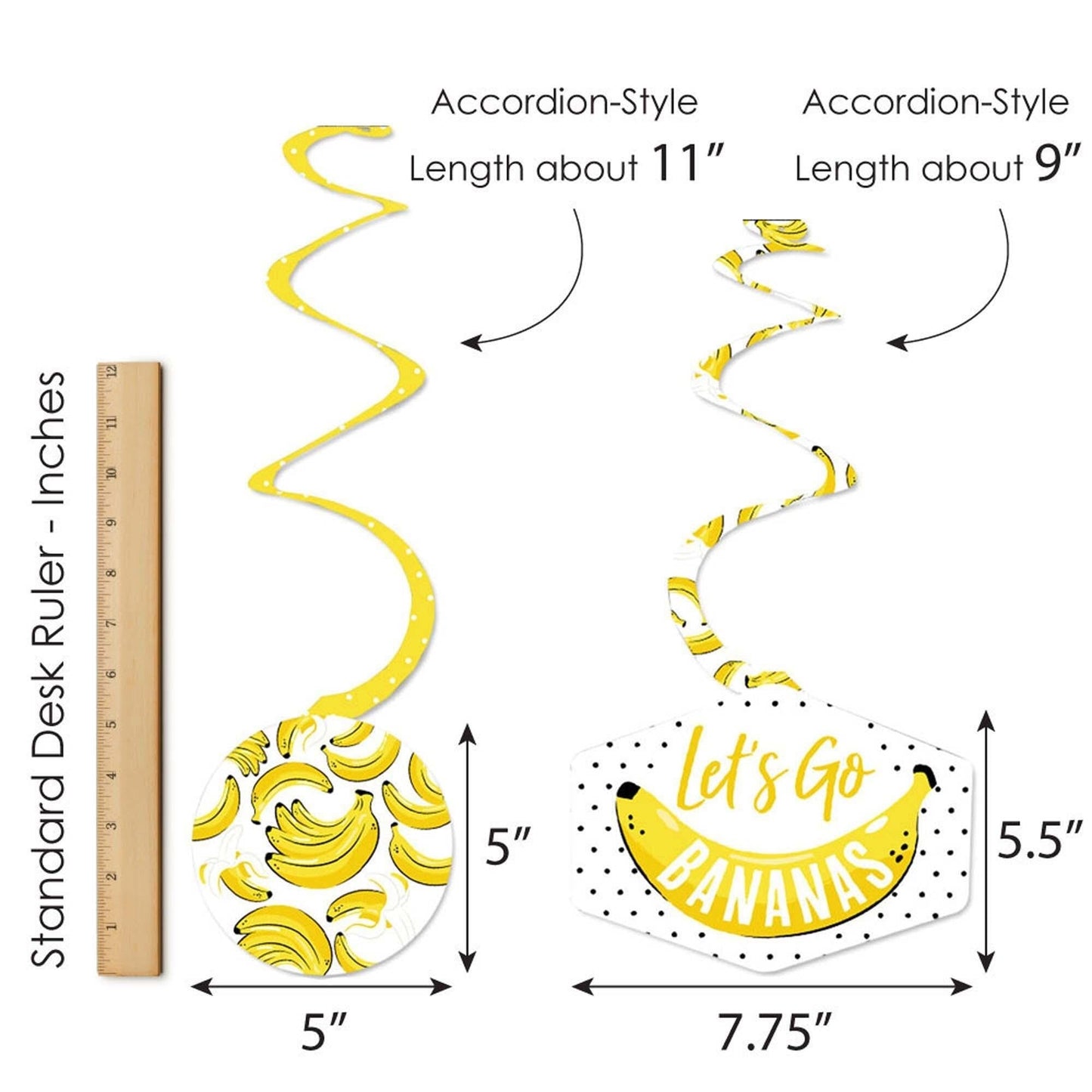 Let's Go Bananas - Tropical Party Hanging Decor - Party Decoration Swirls - Set of 40