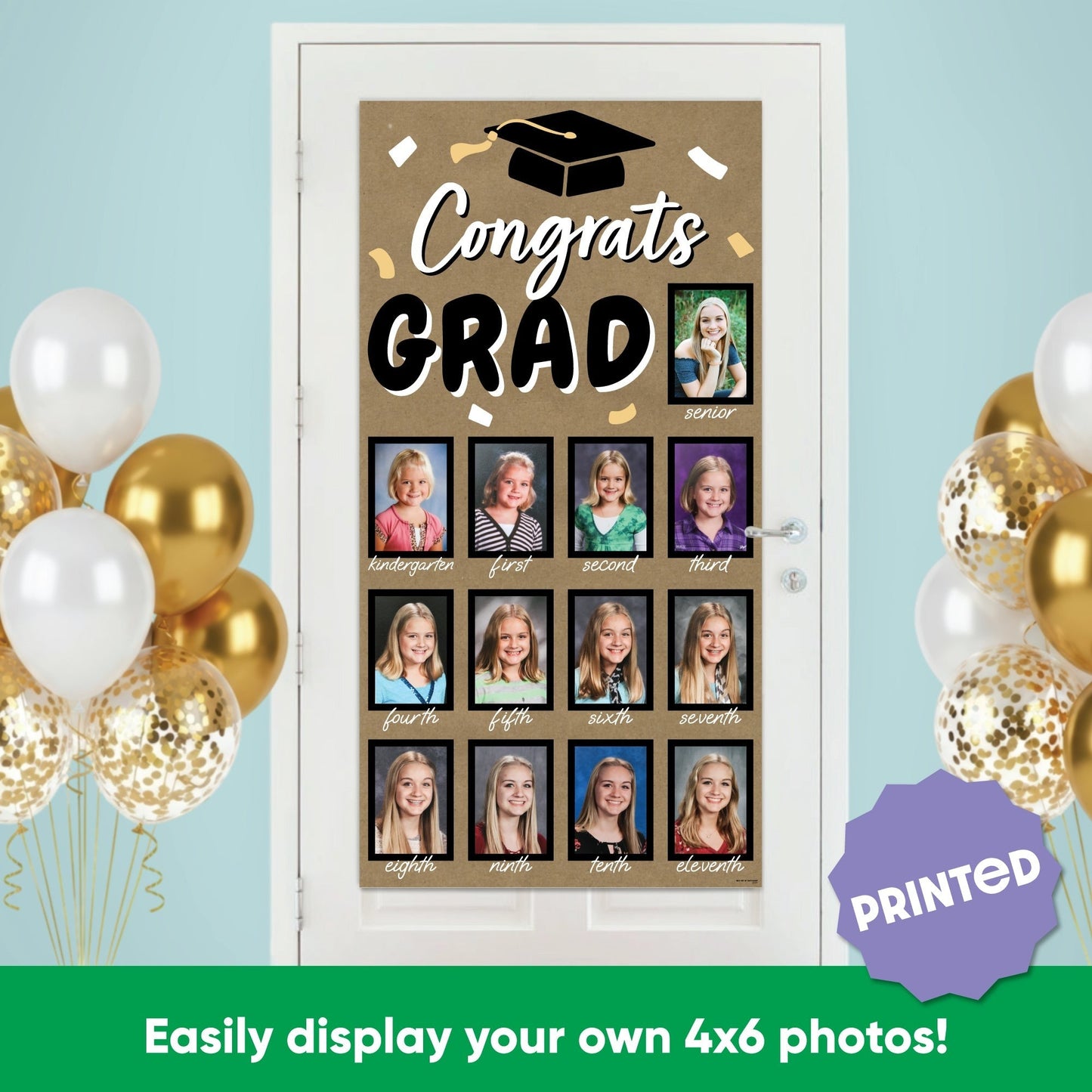 Black & Gold Grad Kraft Photo Banner