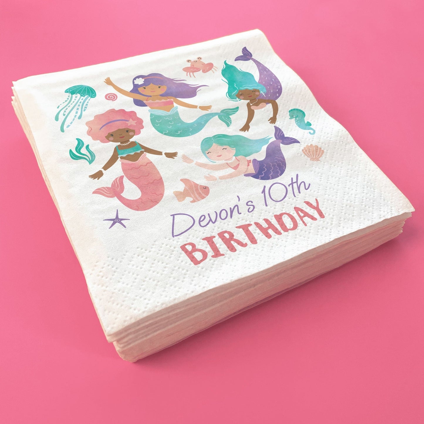 Custom Text Napkins - Mermaid