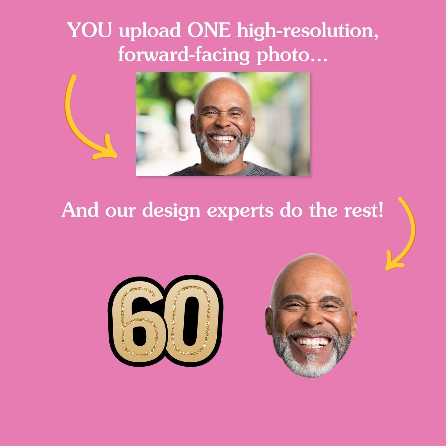 Custom Photo 60th Birthday Cut-Outs - 24 Ct