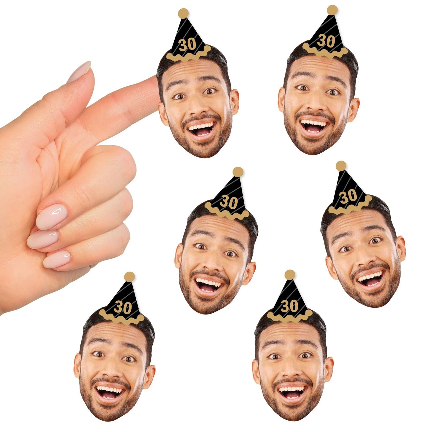 Custom Photo Adult Birthday Fun Face Cut-Out Stickers - Set of 24