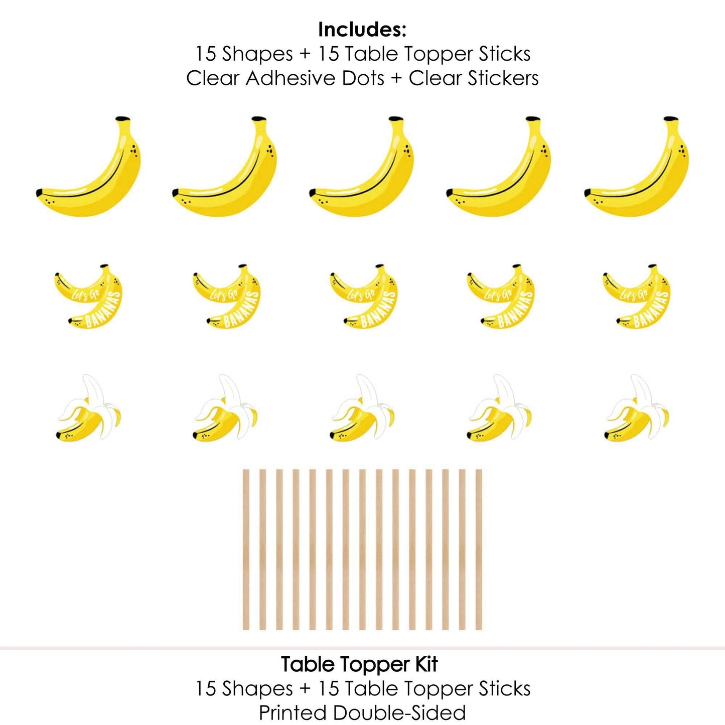 Let's Go Bananas - Tropical Party Centerpiece Sticks - Table Toppers - Set of 15