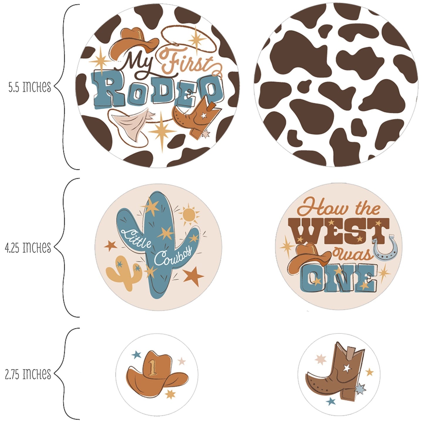 My First Rodeo - Little Cowboy 1st Birthday Party Giant Circle Confetti - Party Decorations - Large Confetti 27 Count
