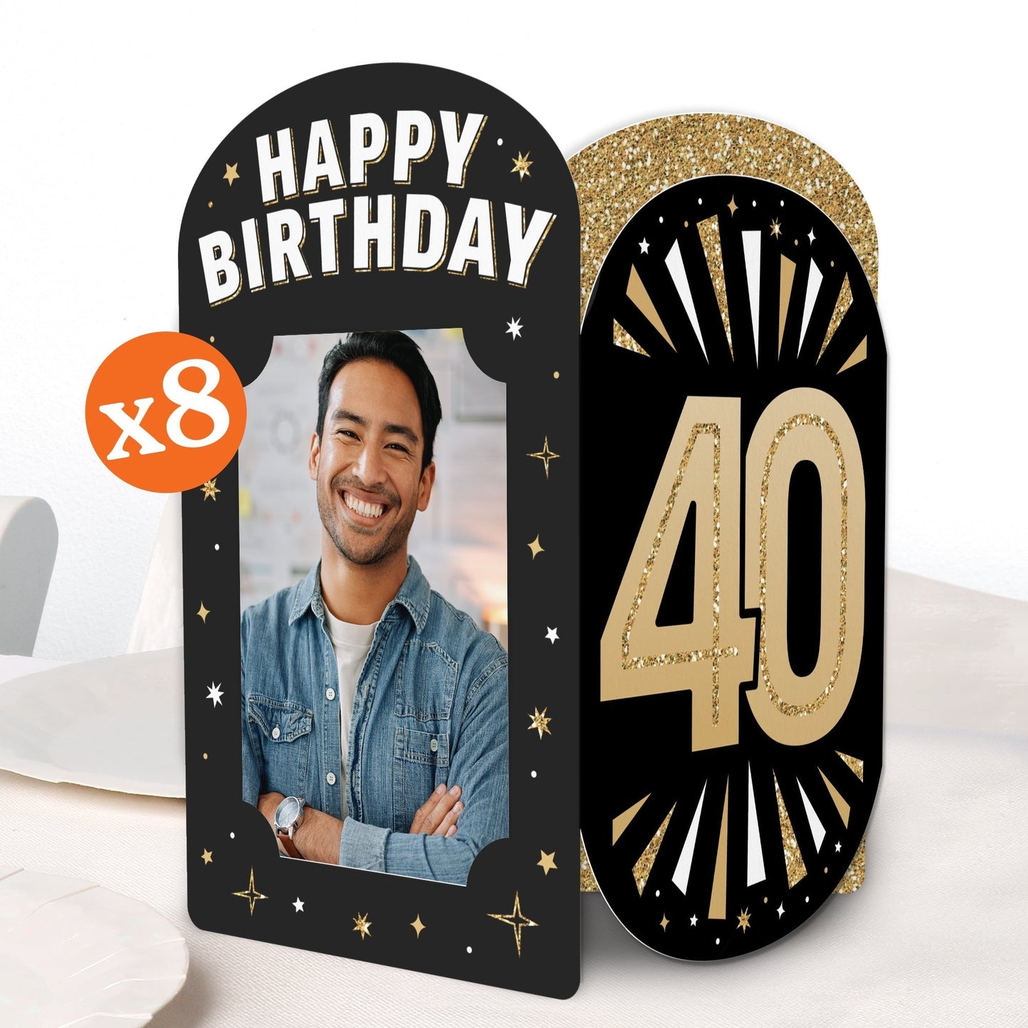 40th Birthday Photo Centerpieces - 8 Ct