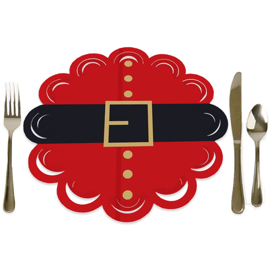 Jolly Santa Claus - Christmas Party Round Table Decorations - Paper Chargers - Place Setting For 12