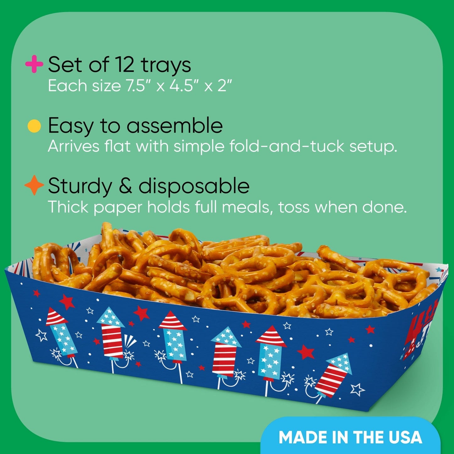 4th of July Paper Food Trays