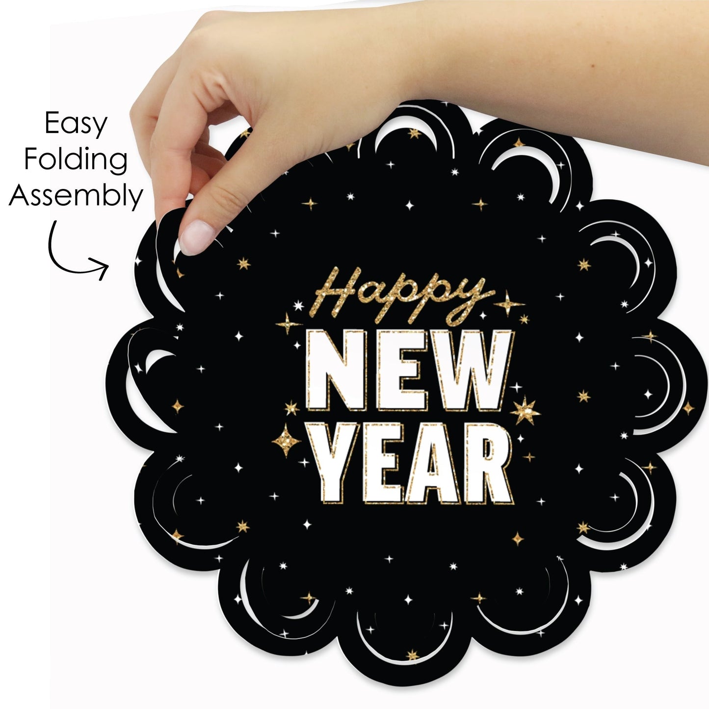 Hello New Year - NYE Party Round Table Decorations - Paper Chargers - Place Setting For 12