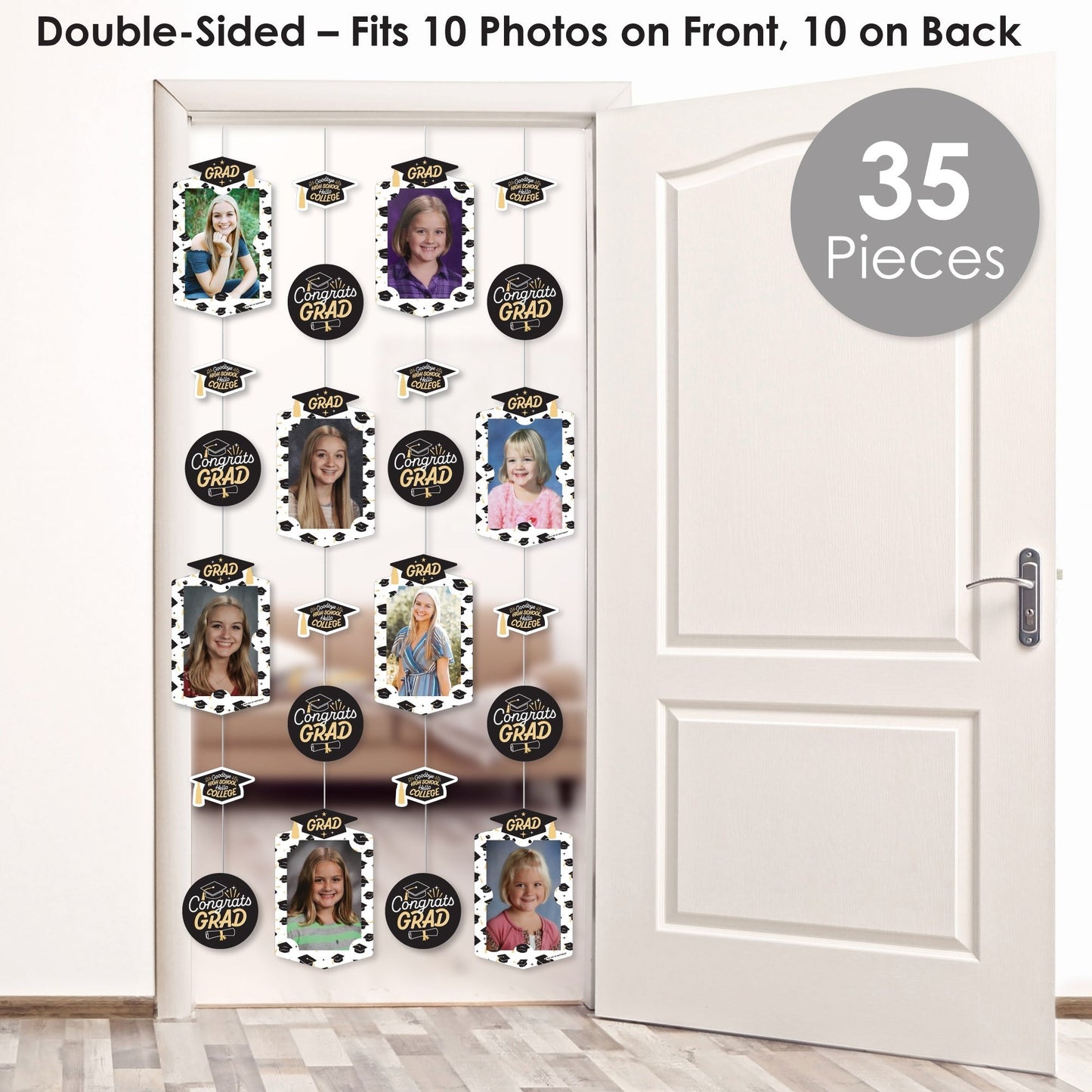 Goodbye High School, Hello College - Graduation Party DIY Backdrop Decor - Hanging Vertical Photo Garland - 35 Pieces