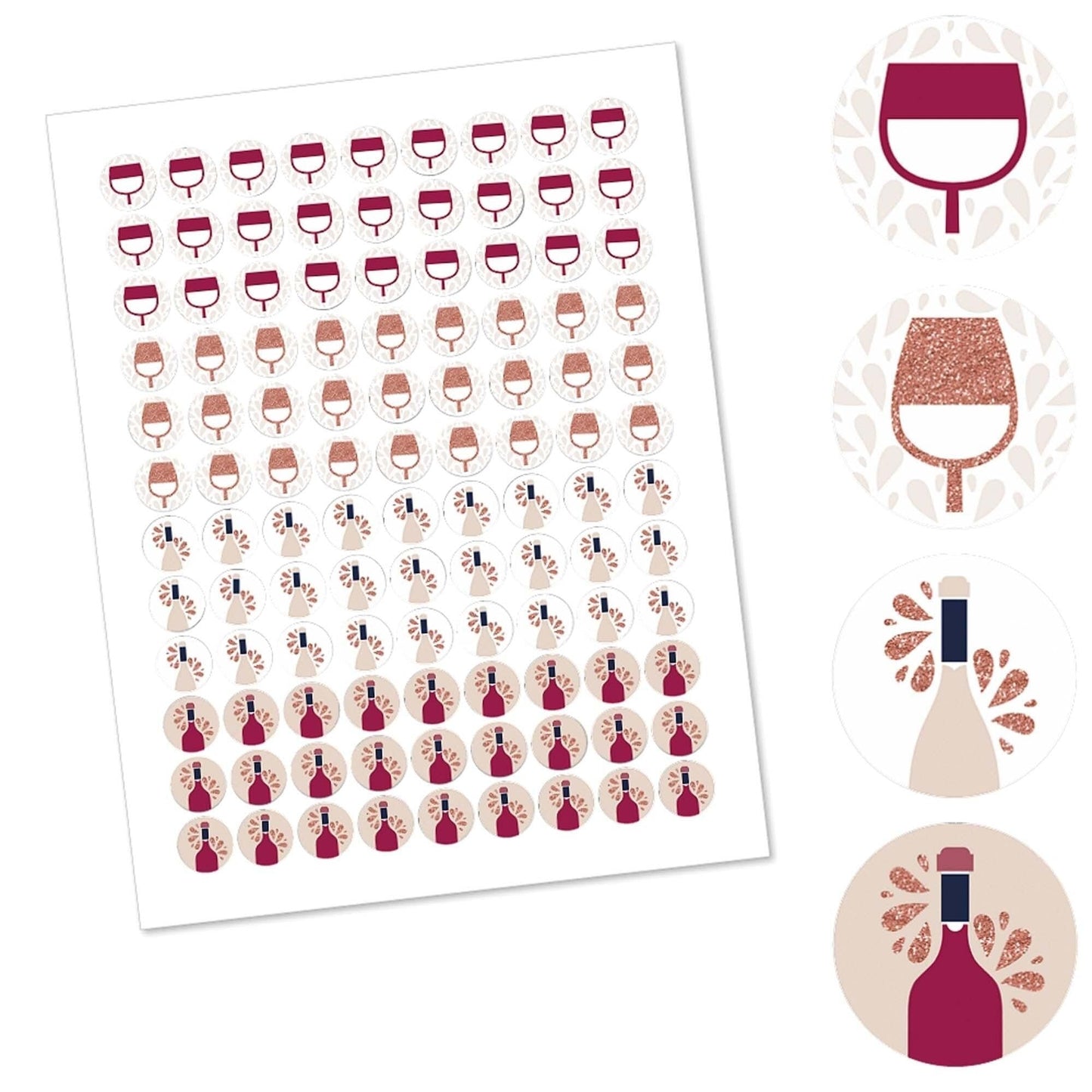 But First, Wine - Wine Tasting Party Round Candy Sticker Favors - Labels Fit Hershey's Kisses - 108 ct