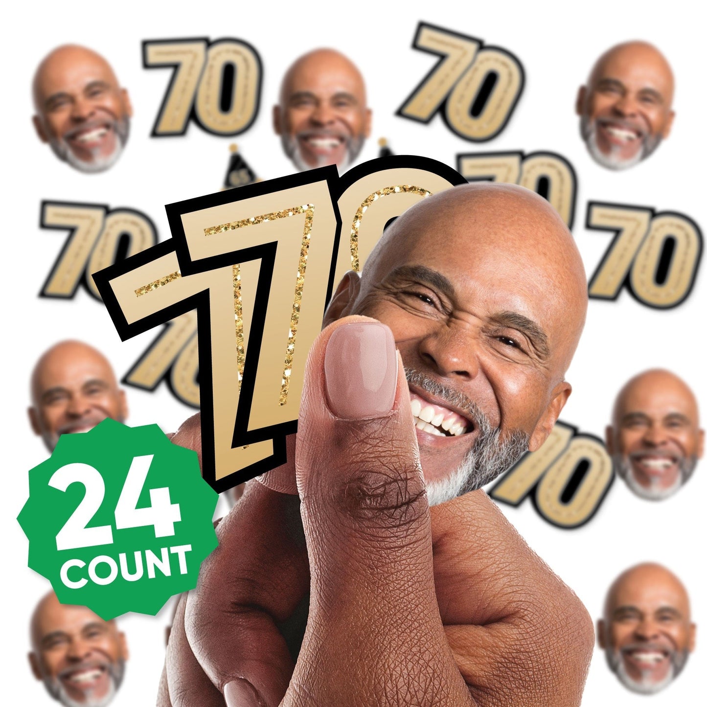 Custom Photo 70th Birthday Cut-Outs - 24 Ct