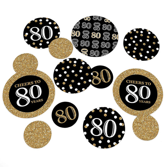 Adult 80th Birthday - Gold - Birthday Party Giant Circle Confetti - Birthday Party Decorations - Large Confetti 27 Count