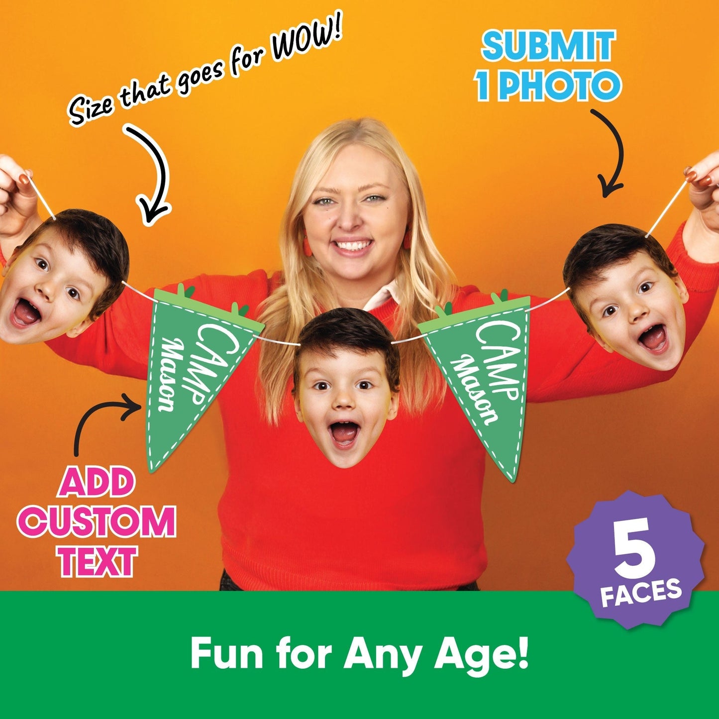 Custom Face Garland Banner - Camping