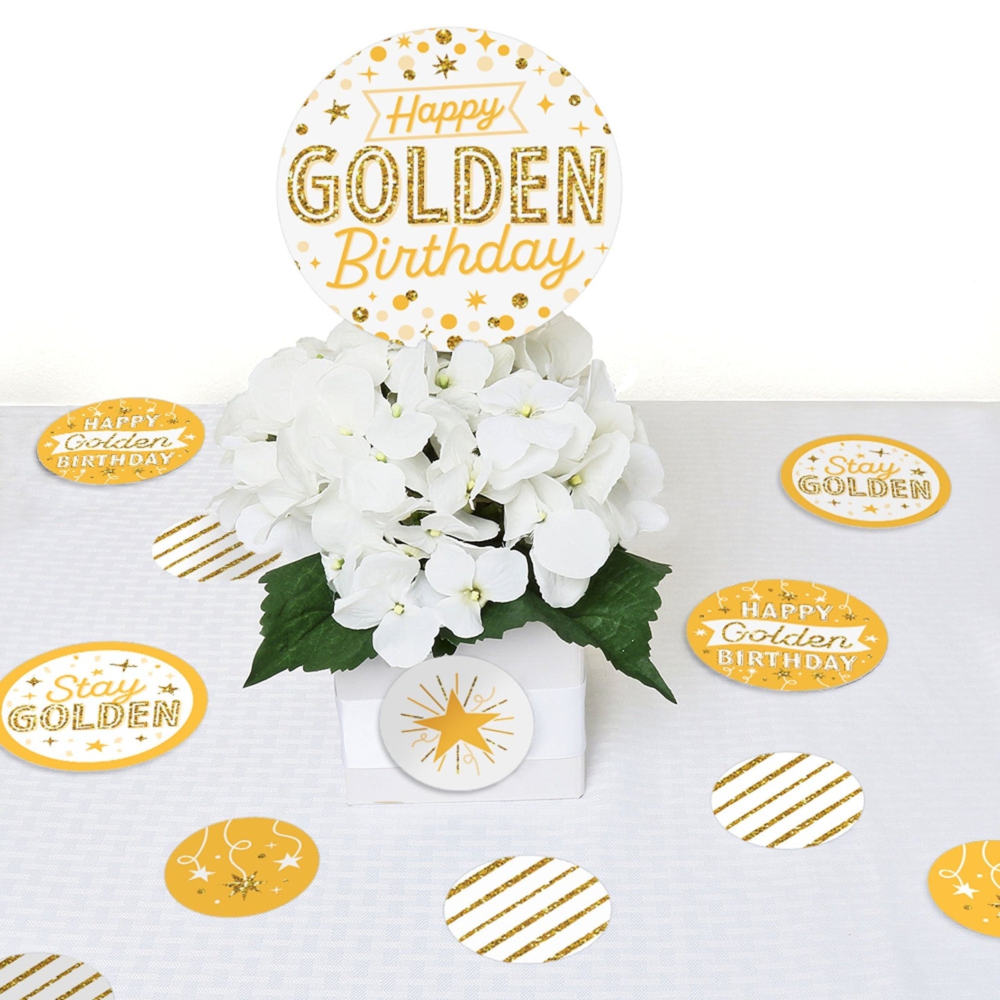 Golden Birthday - Happy Birthday Party Giant Circle Confetti - Party Decorations - Large Confetti 27 Count